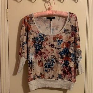 Living Doll floral shirt with mid sleeves